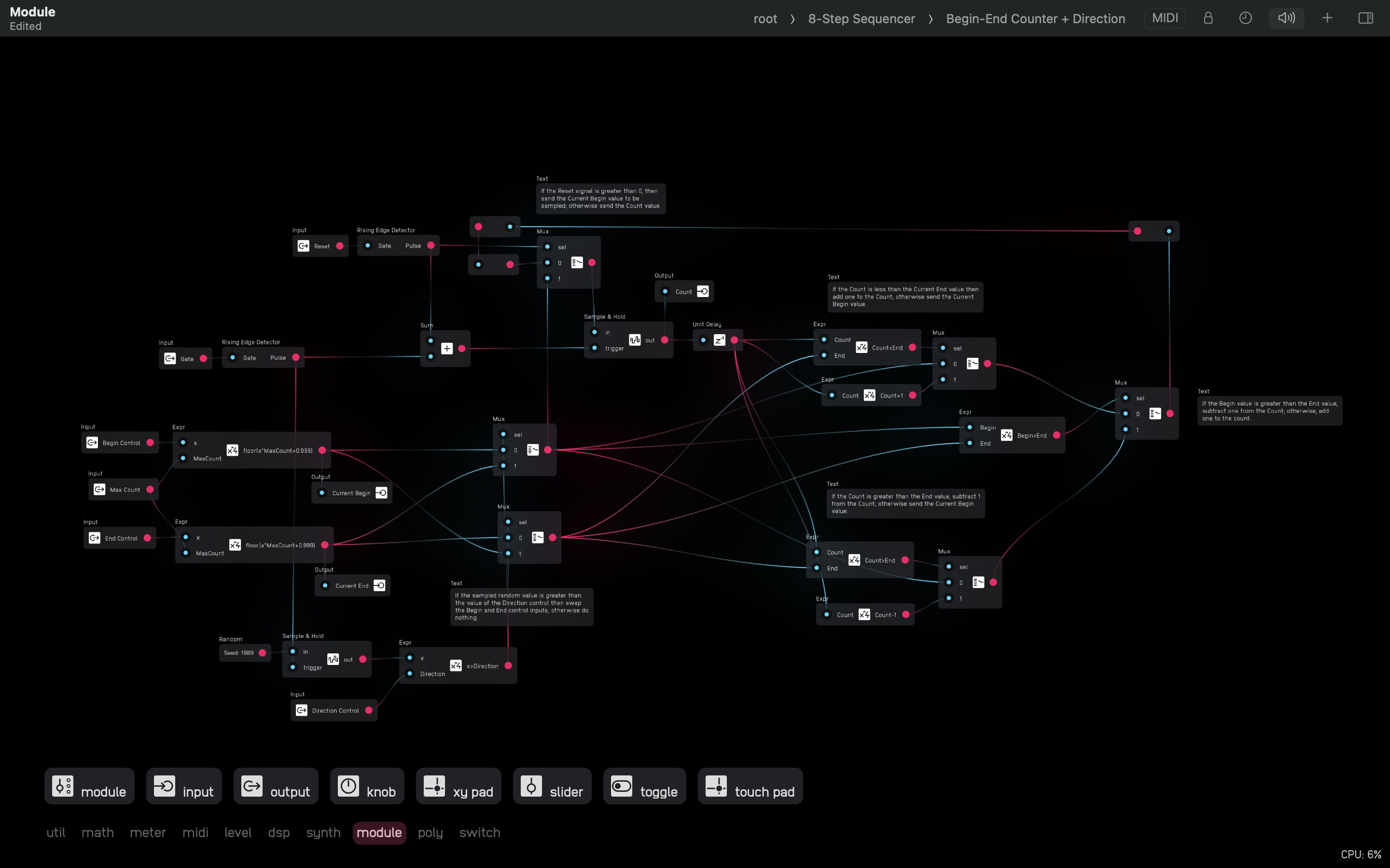 Module counter interior
