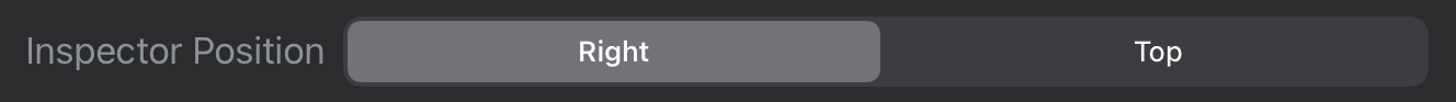 Toggle button that displays inspector on right or top