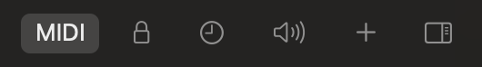 MIDI assign mode button, located in the upper right of the window