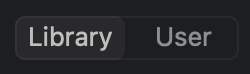 The default library tab, located in the center of the menu bar