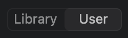 The user library tab, located in the center of the menu bar